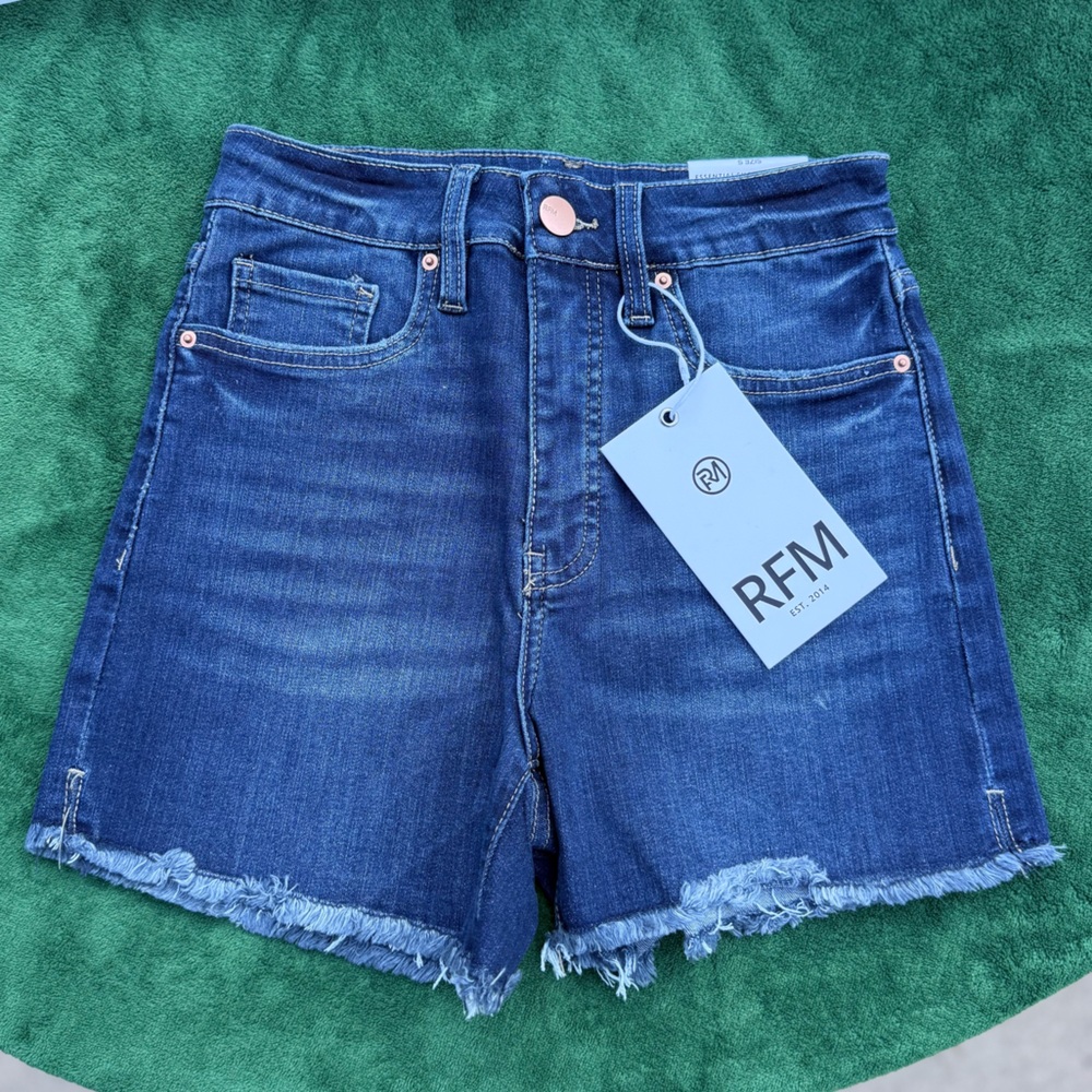 Women's High Waist Denim Shorts - Blue
